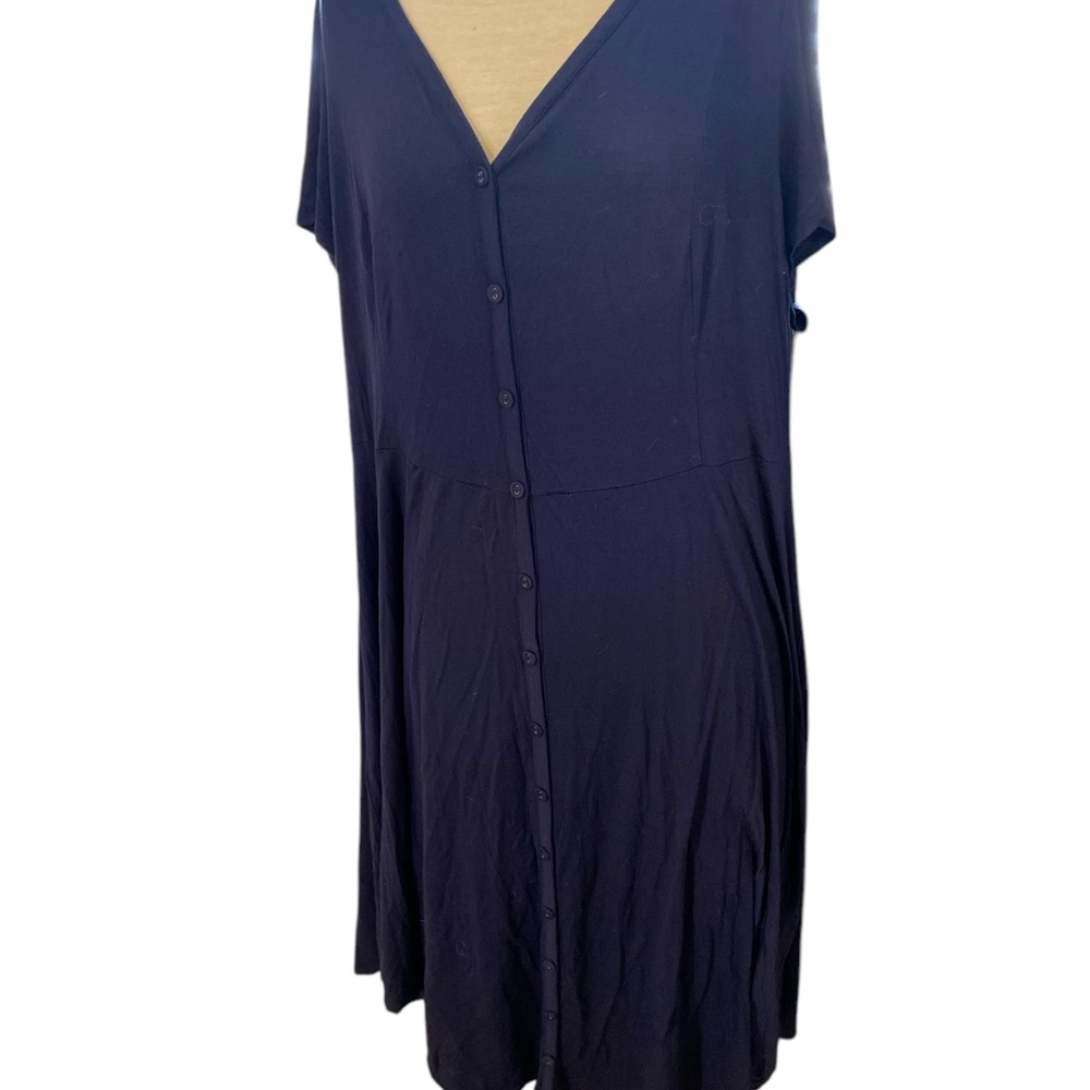 Torrid plus18/20 women’s button front jersey navy dress easy wear wrinkle resist